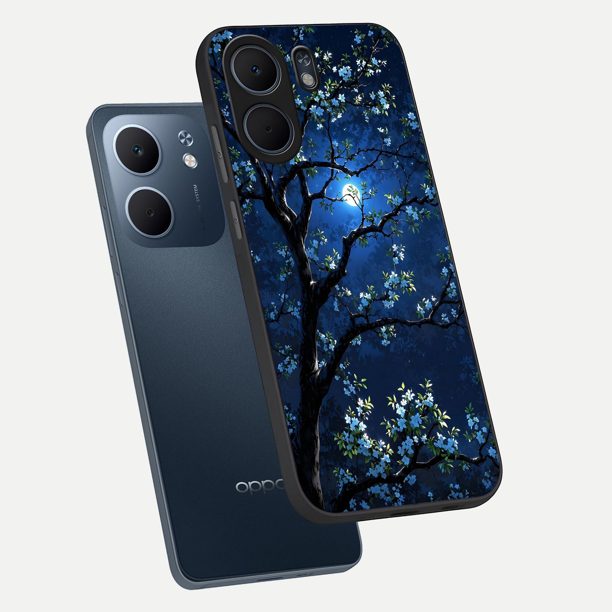  Mystic Floral Night phone case For Oppo A5x 5G showing premium glass back cover with detailed artwork