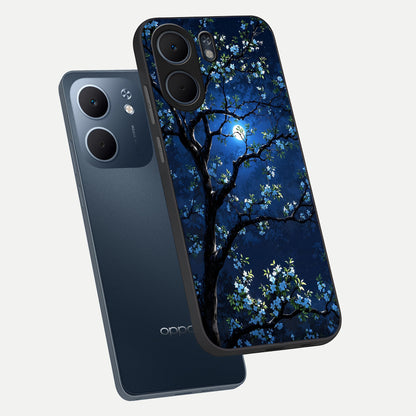  Mystic Floral Night phone case For Oppo A5x 5G showing premium glass back cover with detailed artwork