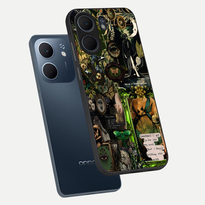  Mystic Woods Secret phone case For Oppo A5x 5G showing premium glass back cover with detailed artwork