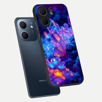  Neon Aura Shards phone case For Oppo A5x 5G showing premium glass back cover with detailed artwork