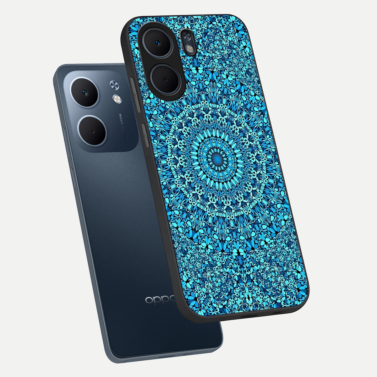  Ocean Bloom Mandala phone case For Oppo A5x 5G showing premium glass back cover with detailed artwork