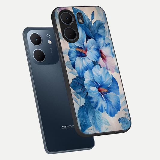  Ocean Hibiscus Grace phone case For Oppo A5x 5G showing premium glass back cover with detailed artwork