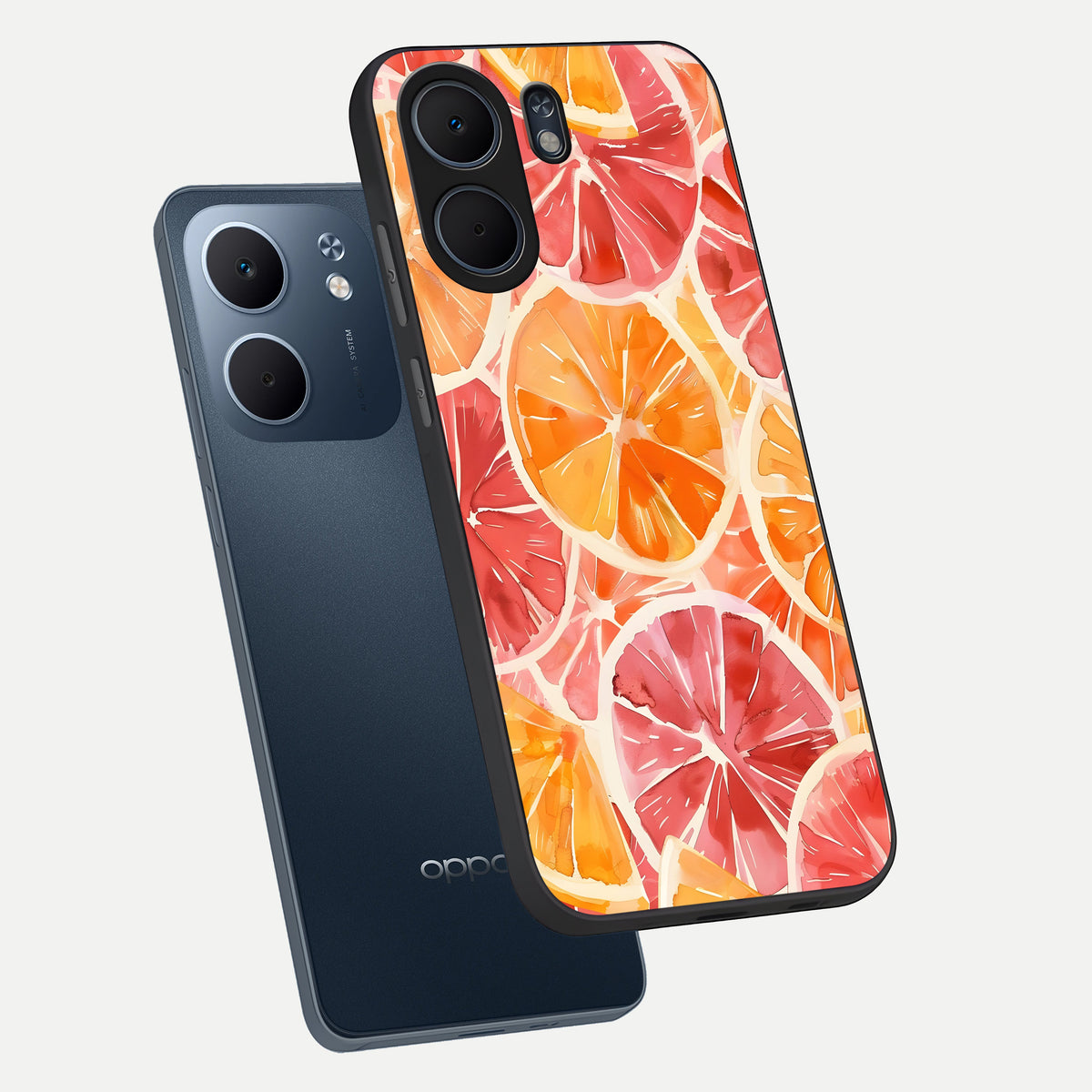  Orange Fruits Pattern phone case For Oppo A5x 5G showing premium glass back cover with detailed artwork