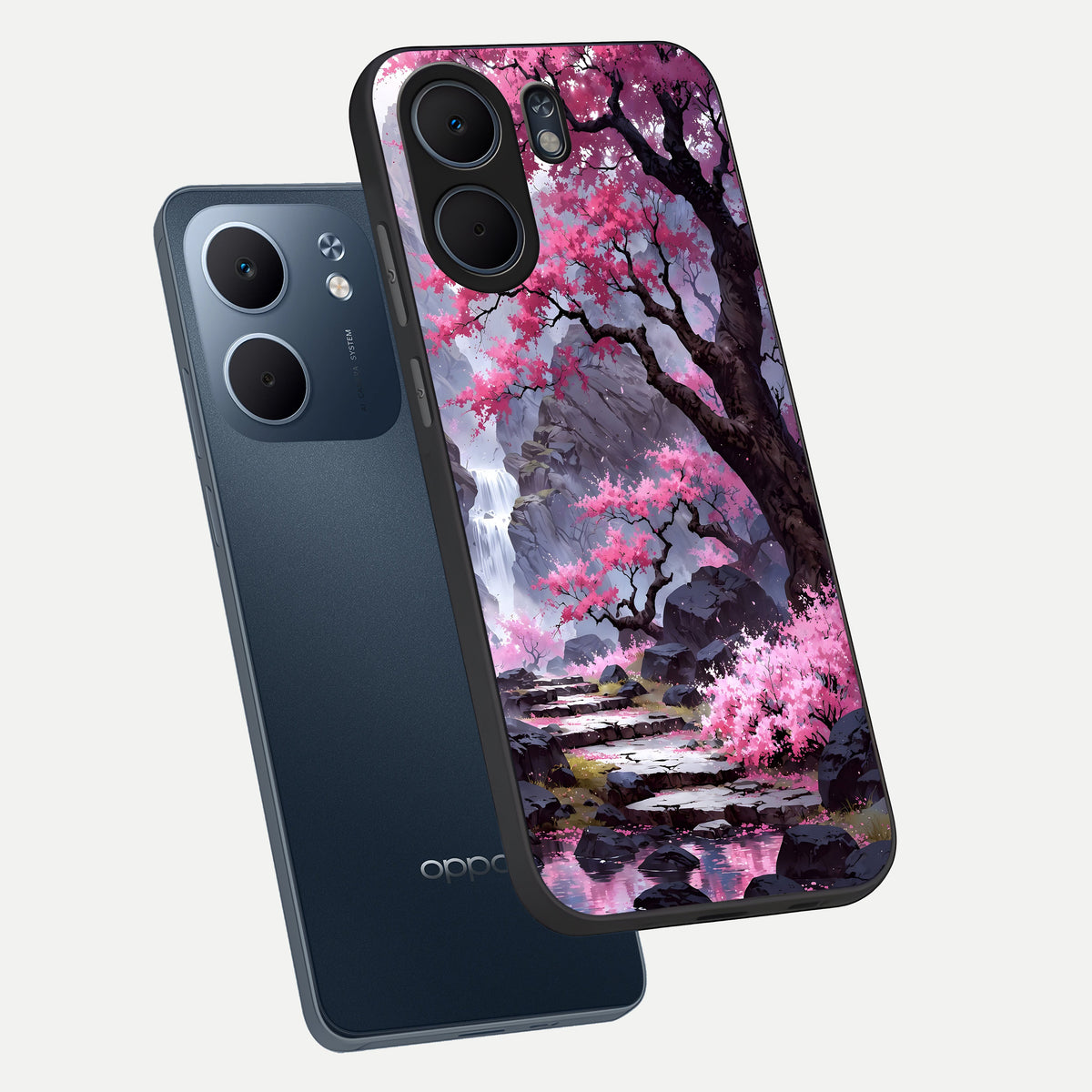  Pink Sunflower Glow phone case For Oppo A5x 5G showing premium glass back cover with detailed artwork