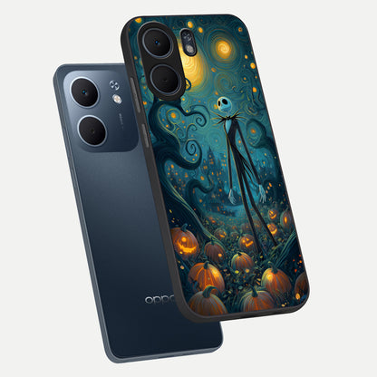  Pumpkin Moonlight Tale phone case For Oppo A5x 5G showing premium glass back cover with detailed artwork