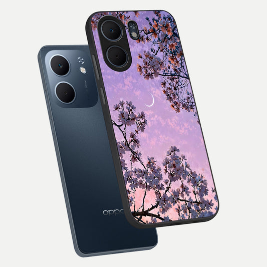  Purple Serenity Moon phone case For Oppo A5x 5G showing premium glass back cover with detailed artwork