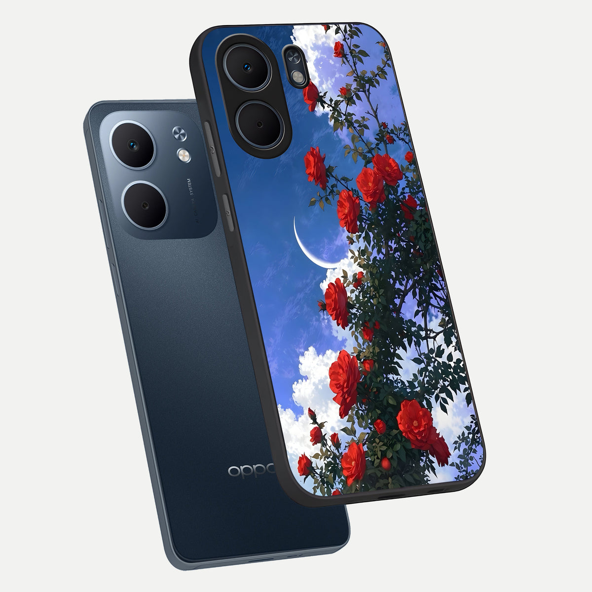 Rose Drift Flowers phone case For Oppo A5x 5G showing premium glass back cover with detailed artwork