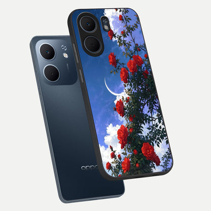  Rose Drift Flowers phone case For Oppo A5x 5G showing premium glass back cover with detailed artwork