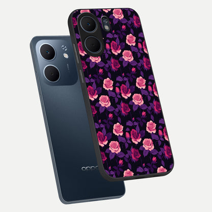  Rose Garden Twilight phone case For Oppo A5x 5G showing premium glass back cover with detailed artwork