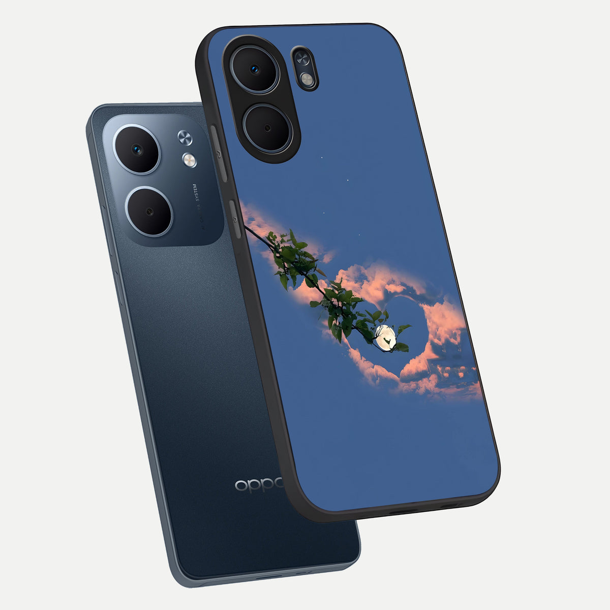  Sky Under Tree phone case For Oppo A5x 5G showing premium glass back cover with detailed artwork