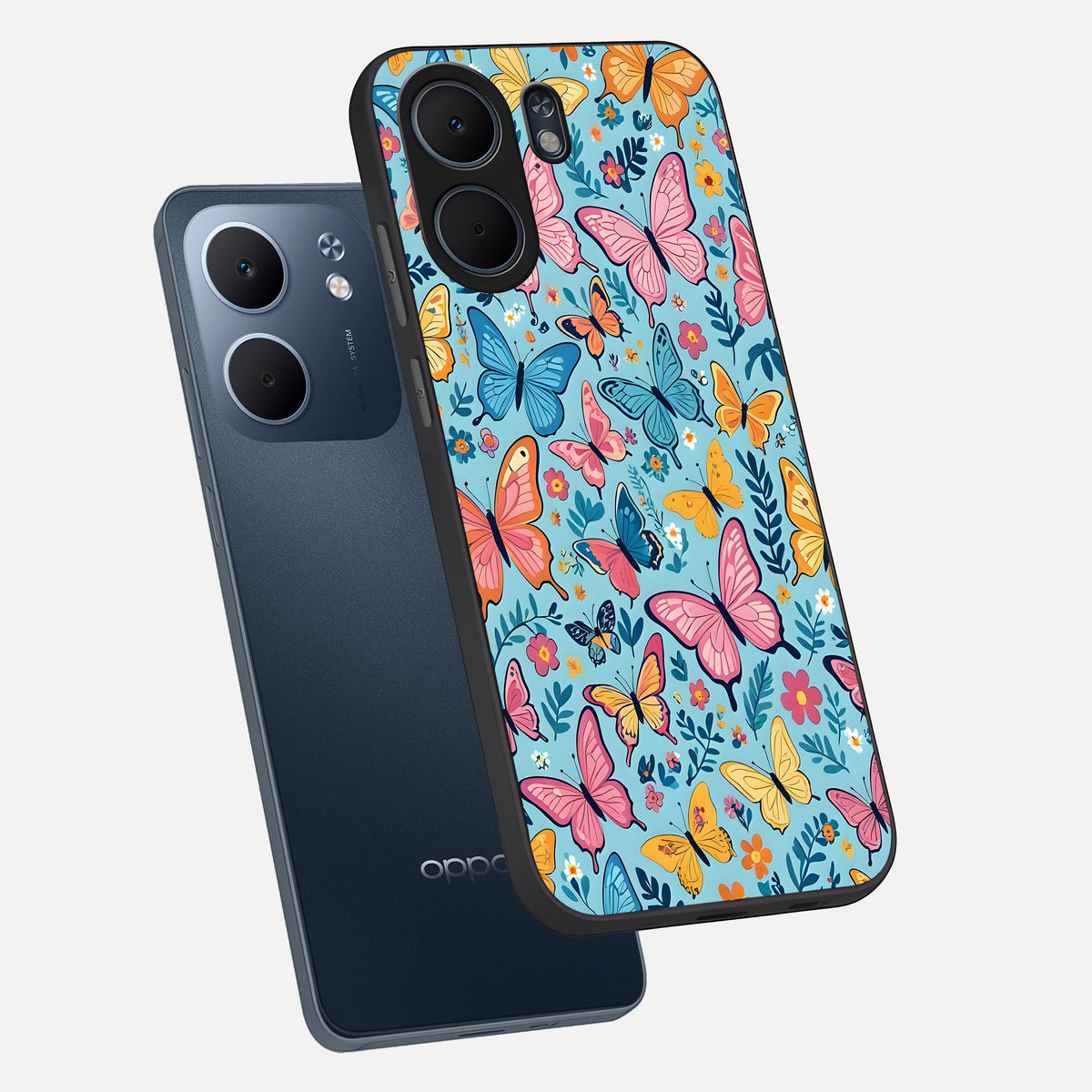  Spring Wing Garden phone case For Oppo A5x 5G showing premium glass back cover with detailed artwork
