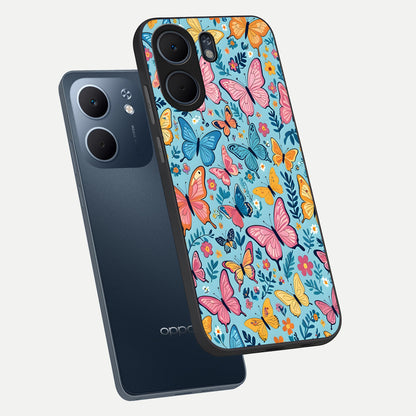  Spring Wing Garden phone case For Oppo A5x 5G showing premium glass back cover with detailed artwork