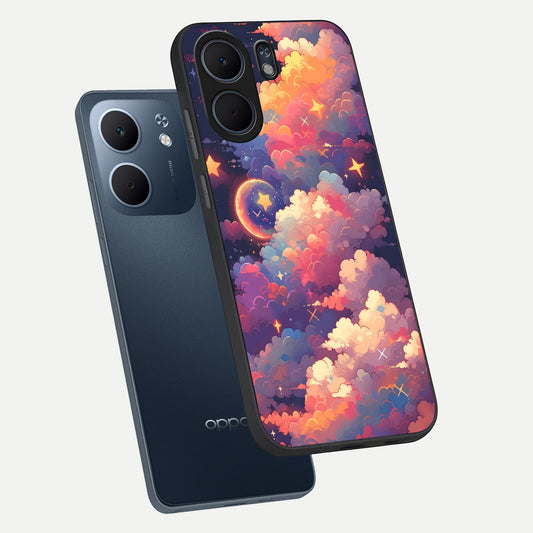  Starlit Dream Clouds phone case For Oppo A5x 5G showing premium glass back cover with detailed artwork