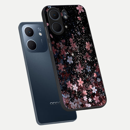  Starlit Flower Dreams phone case For Oppo A5x 5G showing premium glass back cover with detailed artwork
