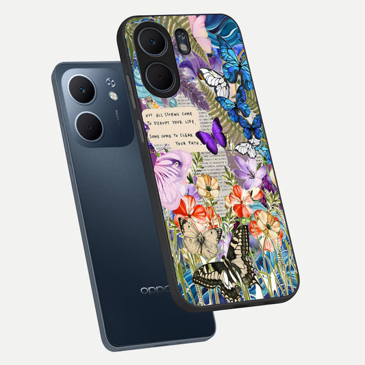  Storm Path Bloom phone case For Oppo A5x 5G showing premium glass back cover with detailed artwork