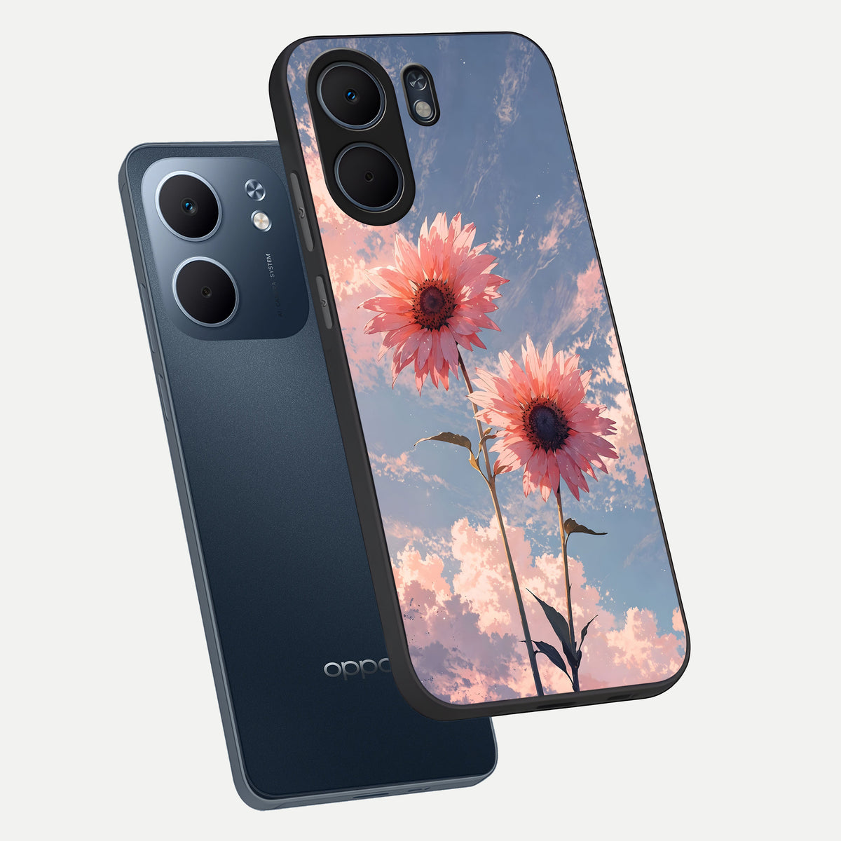 Sun Moon Balance phone case For Oppo A5x 5G showing premium glass back cover with detailed artwork