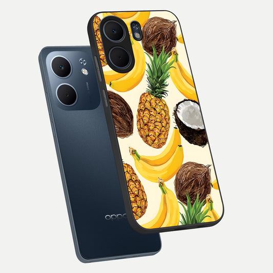  Tropical Fruit Mood phone case For Oppo A5x 5G showing premium glass back cover with detailed artwork
