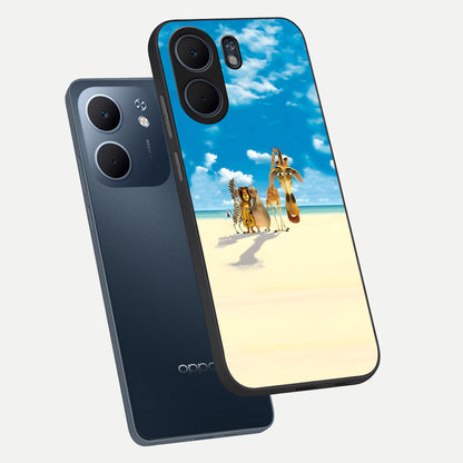  Tropical Fun Squad phone case For Oppo A5x 5G showing premium glass back cover with detailed artwork