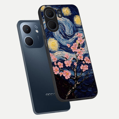  Van Gogh Scenery phone case For Oppo A5x 5G showing premium glass back cover with detailed artwork