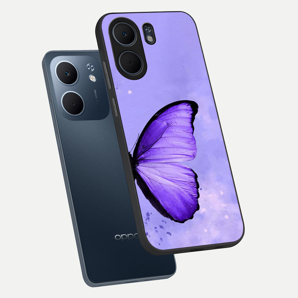  Violet Dream Wing phone case For Oppo A5x 5G showing premium glass back cover with detailed artwork