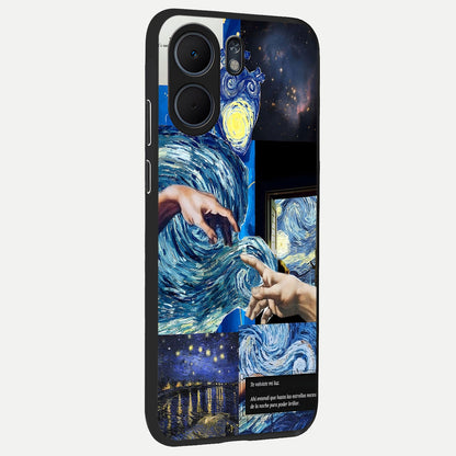  Aesthetic Vando Hands back cover For Oppo A5x 5G slim fit glass case with vibrant aesthetic design