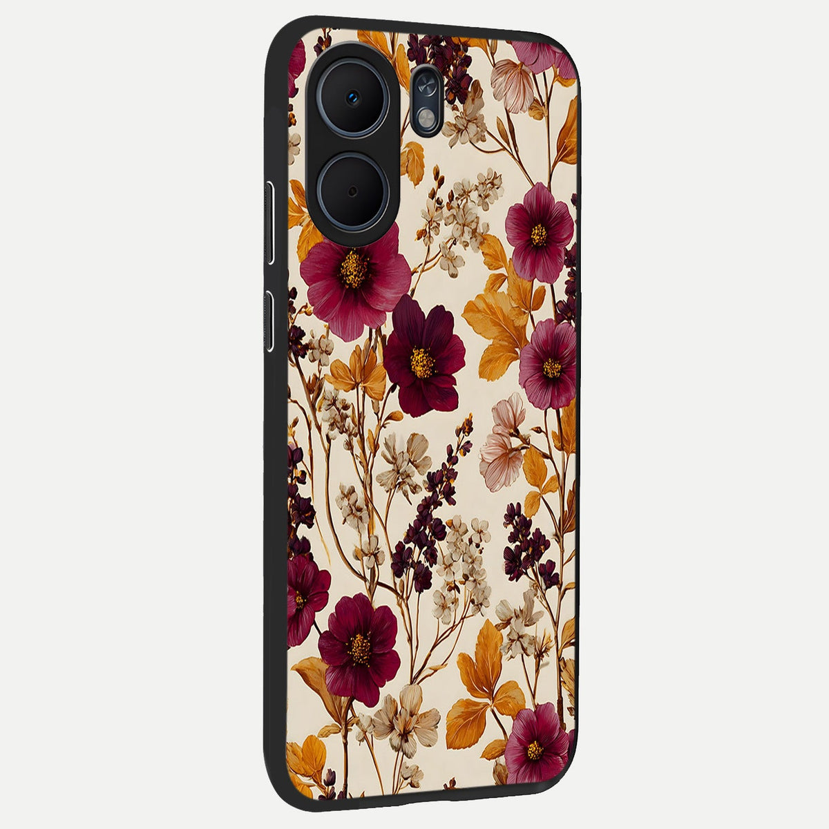  Autumn Wine Bloom back cover For Oppo A5x 5G slim fit glass case with vibrant aesthetic design