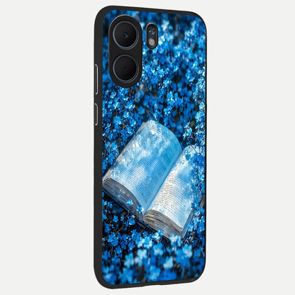  Blue Bloom Tales back cover For Oppo A5x 5G slim fit glass case with vibrant aesthetic design
