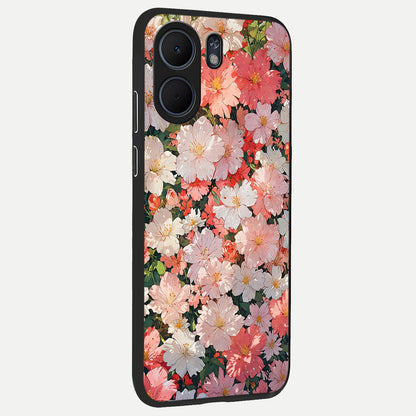  Blush Bloom Field back cover For Oppo A5x 5G slim fit glass case with vibrant aesthetic design
