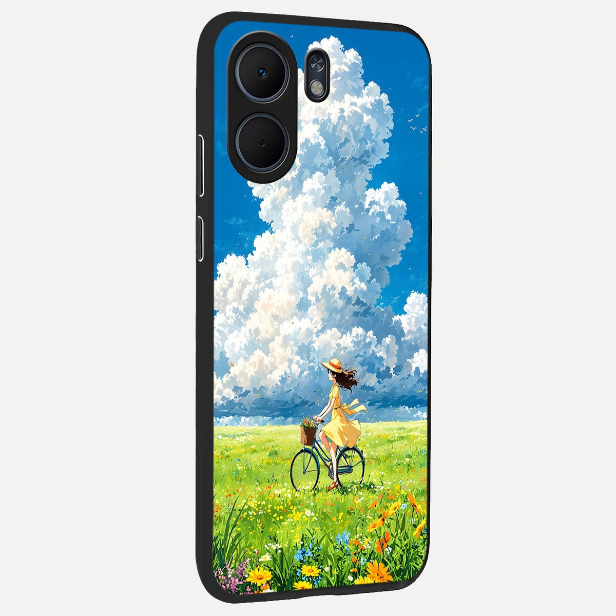  Breezy Meadow Ride back cover For Oppo A5x 5G slim fit glass case with vibrant aesthetic design