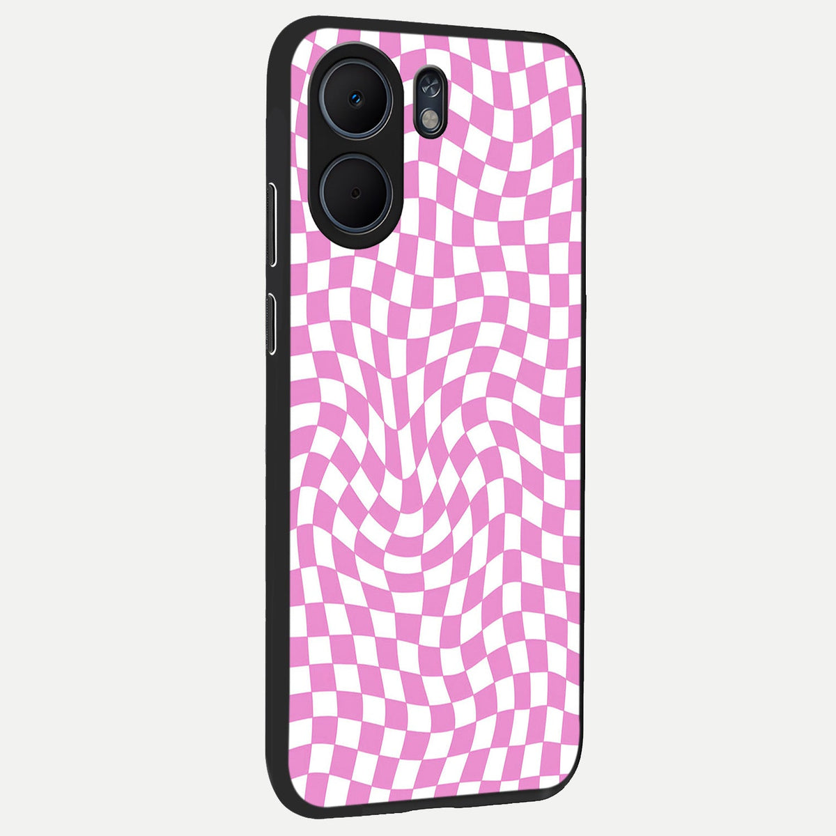  Bubblegum Check Wave back cover For Oppo A5x 5G slim fit glass case with vibrant aesthetic design