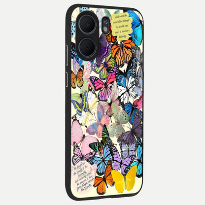  Butterflies Petal Dream back cover For Oppo A5x 5G slim fit glass case with vibrant aesthetic design