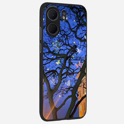  Butterfly Night Magic back cover For Oppo A5x 5G slim fit glass case with vibrant aesthetic design