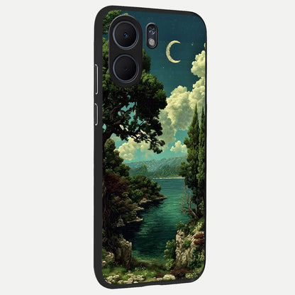  Celestial Lake Peace back cover For Oppo A5x 5G slim fit glass case with vibrant aesthetic design