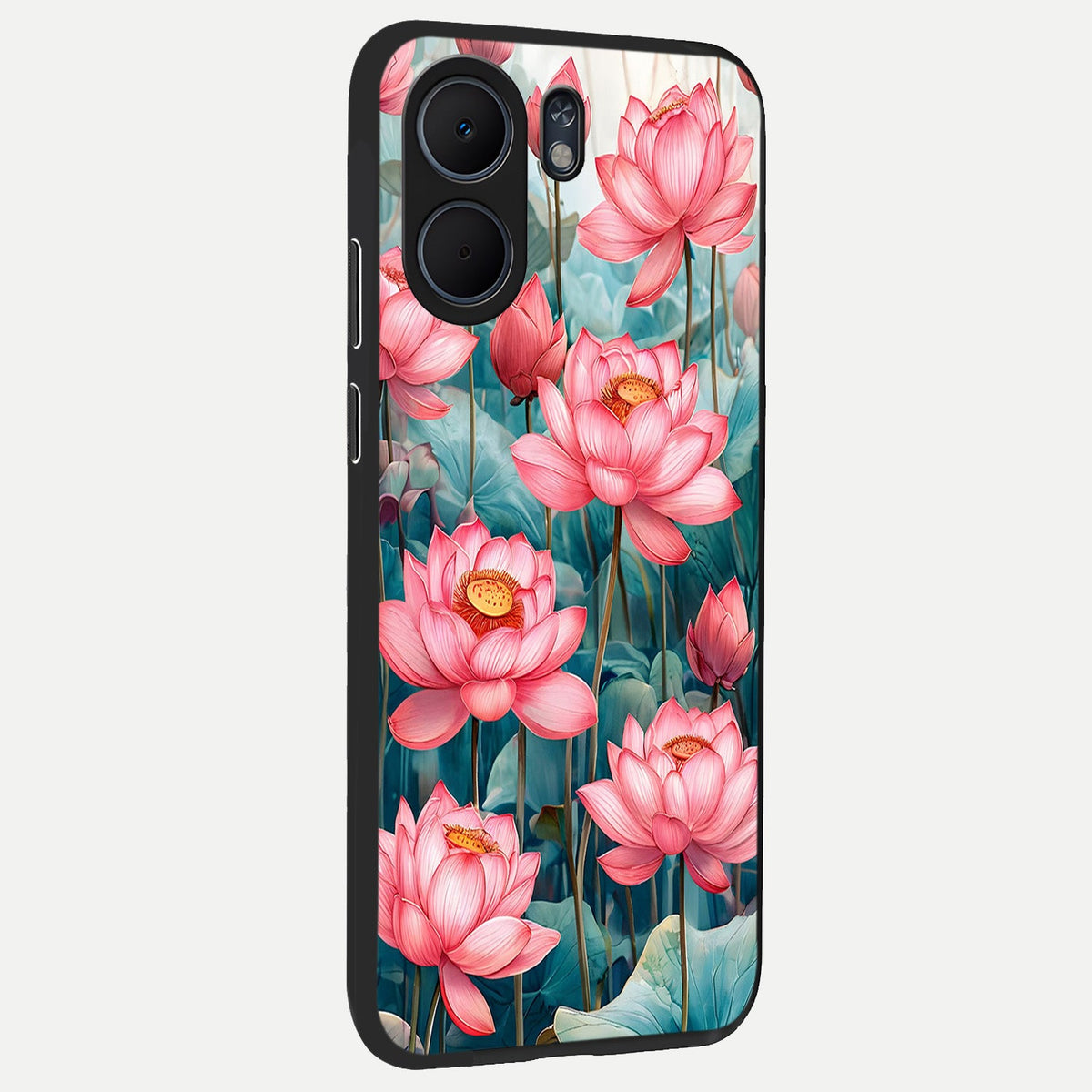  Celestial Pink Lotus back cover For Oppo A5x 5G slim fit glass case with vibrant aesthetic design
