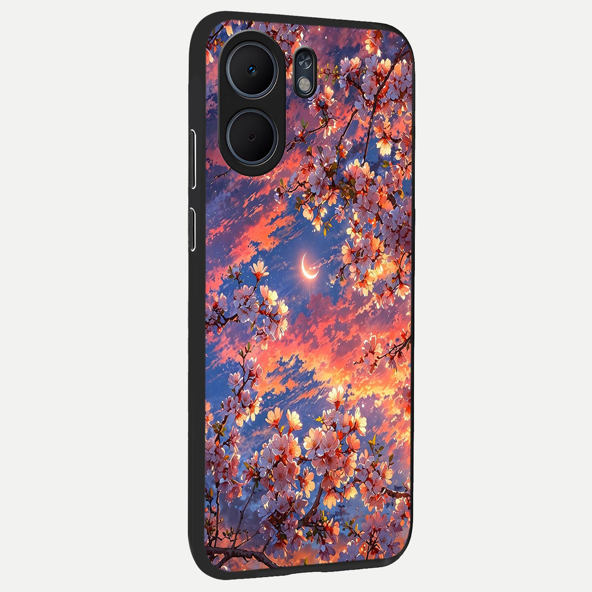  Celestial Sakura Sunset back cover For Oppo A5x 5G slim fit glass case with vibrant aesthetic design