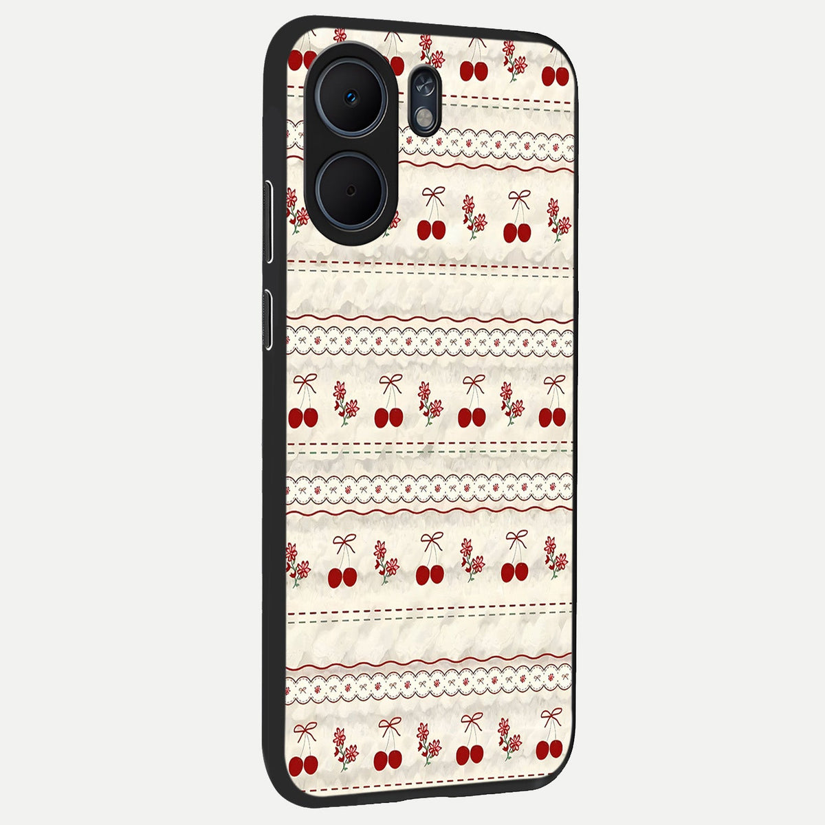  Cherry Bloom Charm back cover For Oppo A5x 5G slim fit glass case with vibrant aesthetic design