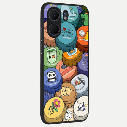  Coins Patterns back cover For Oppo A5x 5G slim fit glass case with vibrant aesthetic design