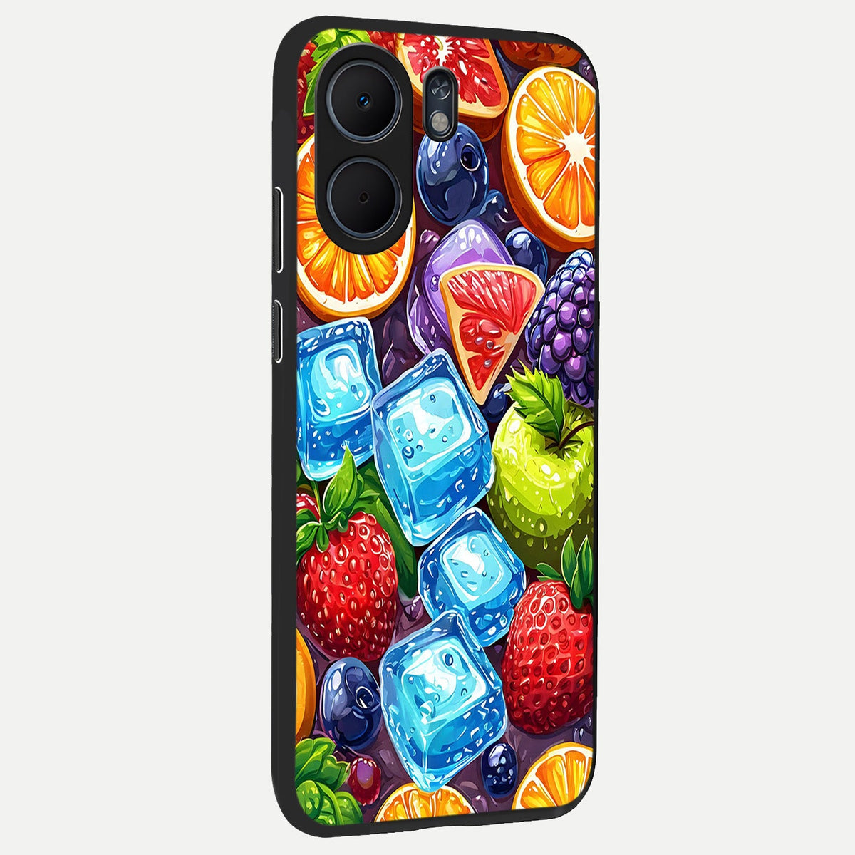  Colorful Fruits with Ice back cover For Oppo A5x 5G slim fit glass case with vibrant aesthetic design