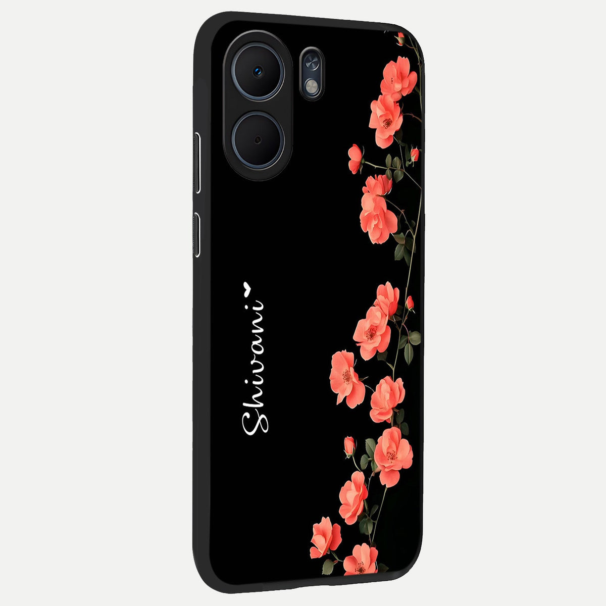  Crimson Bloom Grace Custom Name back cover For Oppo A5x 5G slim fit glass case with vibrant aesthetic design