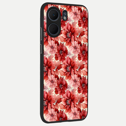  Crimson Love Petals back cover For Oppo A5x 5G slim fit glass case with vibrant aesthetic design