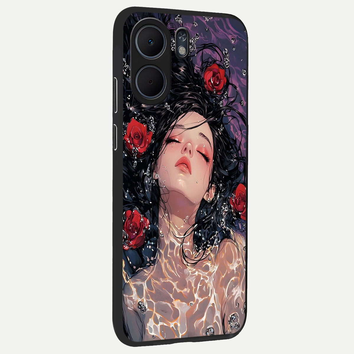  Crimson Rose Serenity back cover For Oppo A5x 5G slim fit glass case with vibrant aesthetic design