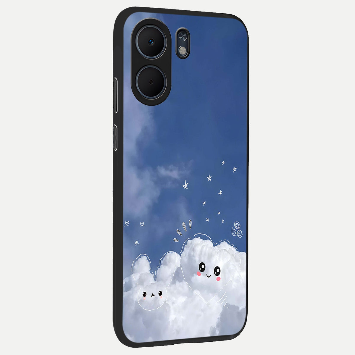  Cute Blossom Cloud back cover For Oppo A5x 5G slim fit glass case with vibrant aesthetic design