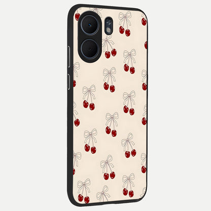  Cute Cherry Pattern back cover For Oppo A5x 5G slim fit glass case with vibrant aesthetic design