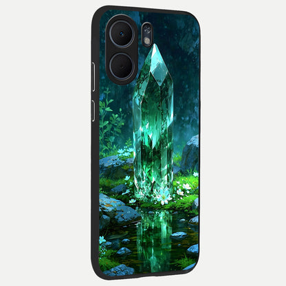  Emerald Light Crystal back cover For Oppo A5x 5G slim fit glass case with vibrant aesthetic design