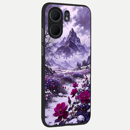  Flower Mountain View back cover For Oppo A5x 5G slim fit glass case with vibrant aesthetic design