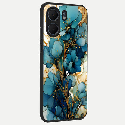  Golden Bloom Symphony back cover For Oppo A5x 5G slim fit glass case with vibrant aesthetic design