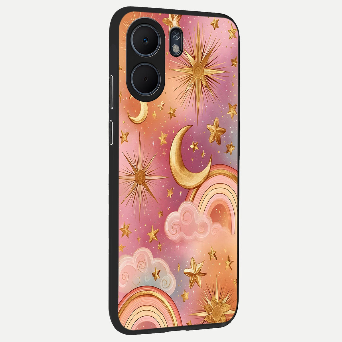  Golden Celestial Dreams back cover For Oppo A5x 5G slim fit glass case with vibrant aesthetic design