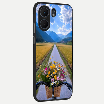  Golden Field Journey back cover For Oppo A5x 5G slim fit glass case with vibrant aesthetic design