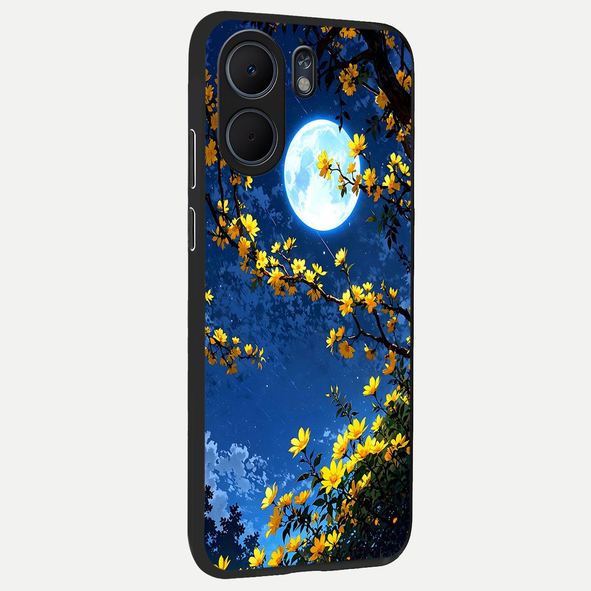  Golden Night Glow back cover For Oppo A5x 5G slim fit glass case with vibrant aesthetic design