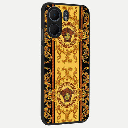  Golden Royal Heritage back cover For Oppo A5x 5G slim fit glass case with vibrant aesthetic design